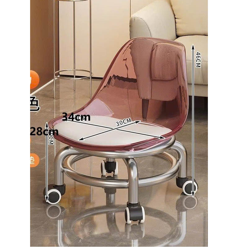 Ghế ngồi tựa lưng trong suốt có bánh xe xoay 360 độ