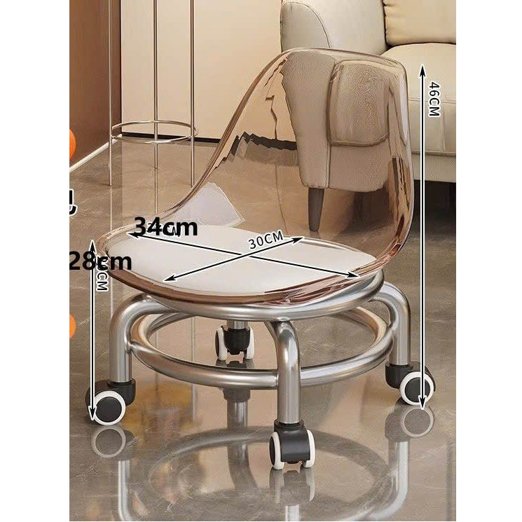 Ghế ngồi tựa lưng trong suốt có bánh xe xoay 360 độ