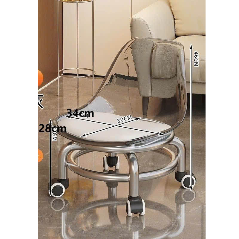 Ghế ngồi tựa lưng trong suốt có bánh xe xoay 360 độ