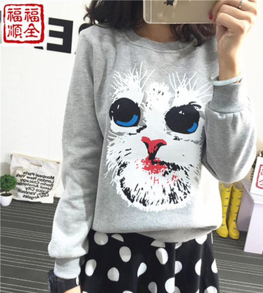 áo sweatshirt hình con mèo