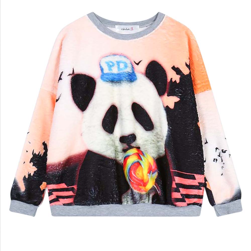 áo sweatshirt lông hình gấu panda